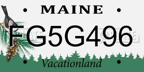 FG5G496 Maine License Plate