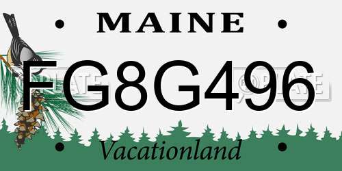 FG8G496 Maine License Plate