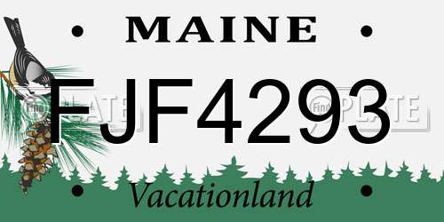 FJF4293 Maine License Plate