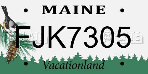 FJK7305 Maine License Plate