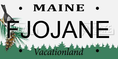 FJOJANE Maine License Plate