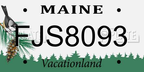 FJS8093 Maine License Plate