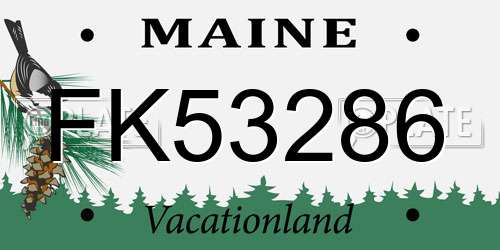 FK53286 Maine License Plate
