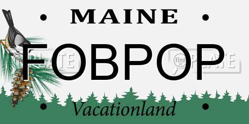 FOBPOP Maine License Plate