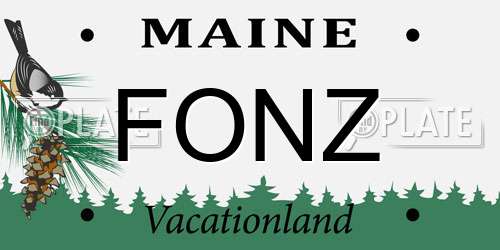 FONZ Maine License Plate