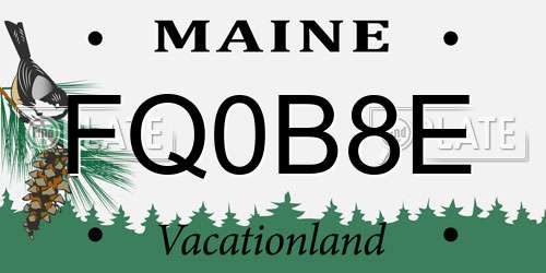 FQ0B8E Maine License Plate