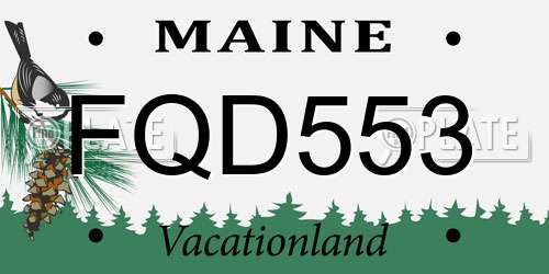 FQD553 Maine License Plate