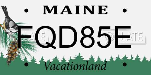FQD85E Maine License Plate