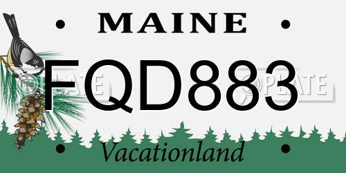 FQD883 Maine License Plate