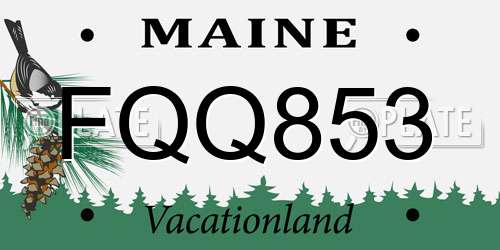 FQQ853 Maine License Plate