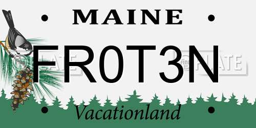 FR0T3N Maine License Plate