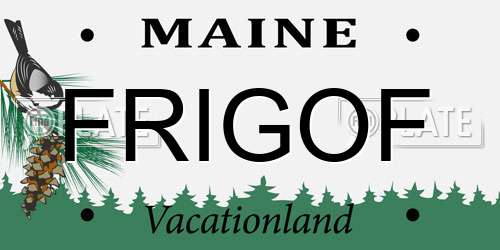 FRIGOF Maine License Plate