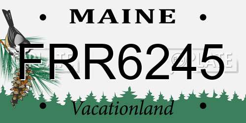 FRR6245 Maine License Plate