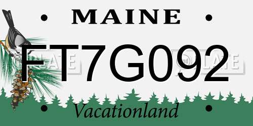 FT7G092 Maine License Plate