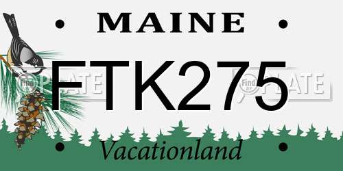 FTK275 Maine License Plate