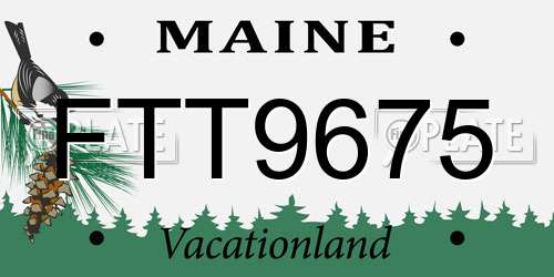 FTT9675 Maine License Plate