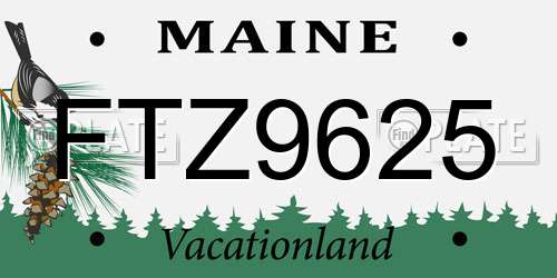 FTZ9625 Maine License Plate
