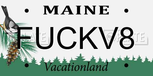 FUCKV8 Maine License Plate