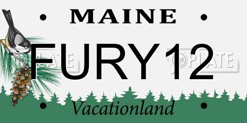 FURY12 Maine License Plate