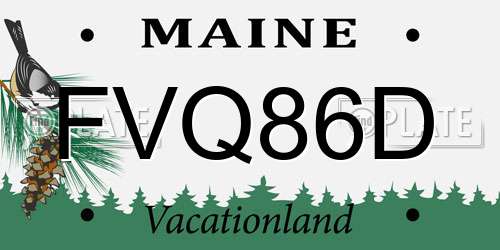 FVQ86D Maine License Plate