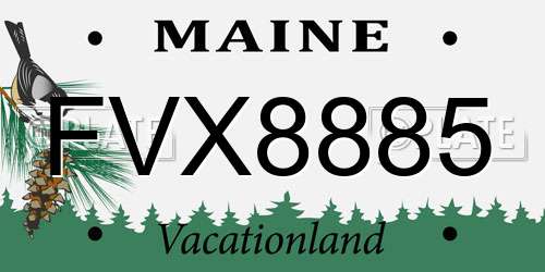 FVX8885 Maine License Plate