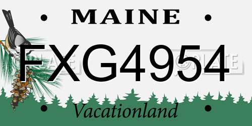 FXG4954 Maine License Plate