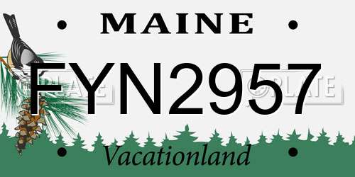 FYN2957 Maine License Plate