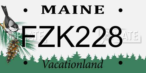 FZK228 Maine License Plate