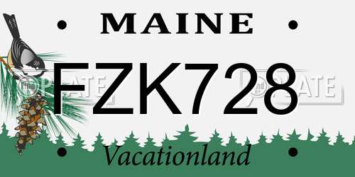 FZK728 Maine License Plate