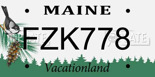 FZK778 Maine License Plate