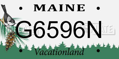 G6596N Maine License Plate