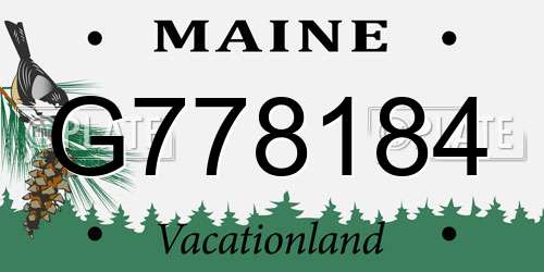G778184 Maine License Plate