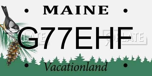 G77EHF Maine License Plate