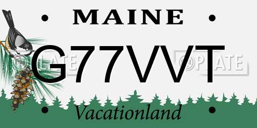 G77VVT Maine License Plate