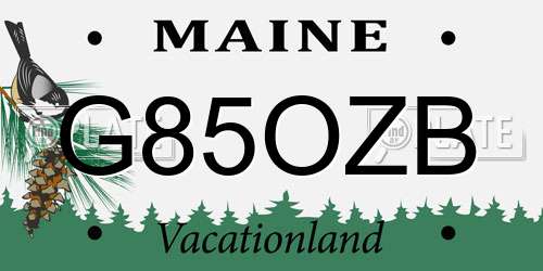 G85OZB Maine License Plate