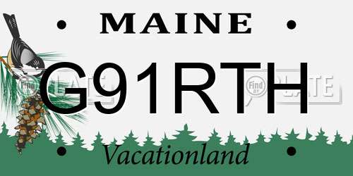 G91RTH Maine License Plate