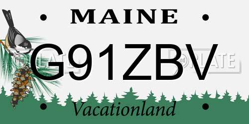 G91ZBV Maine License Plate