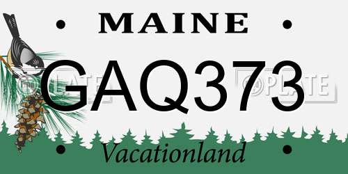 GAQ373 Maine License Plate