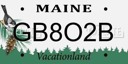 GB8O2B Maine License Plate