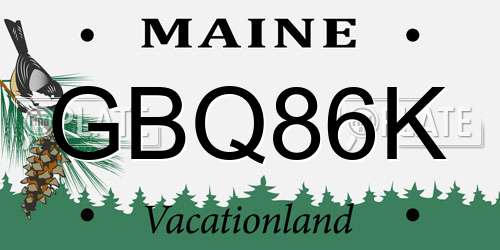 GBQ86K Maine License Plate