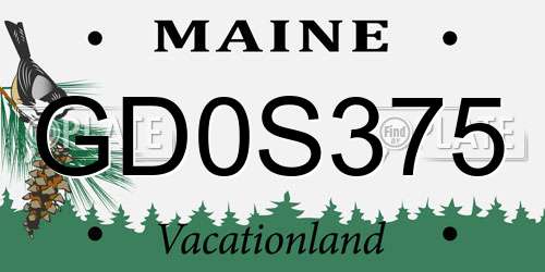 GD0S375 Maine License Plate