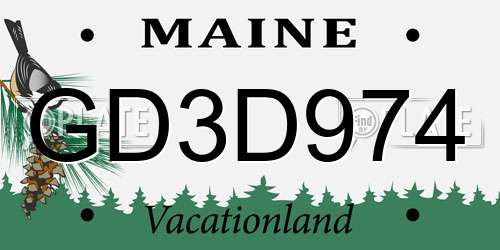 GD3D974 Maine License Plate
