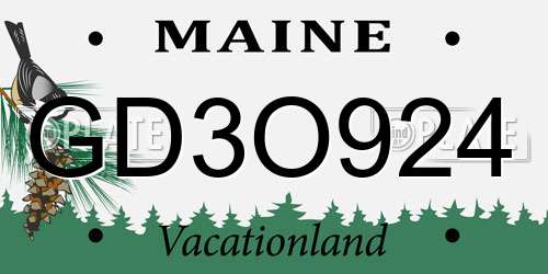 GD3O924 Maine License Plate