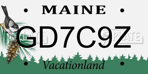 GD7C9Z Maine License Plate
