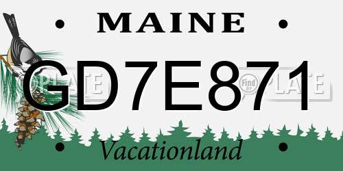 GD7E871 Maine License Plate