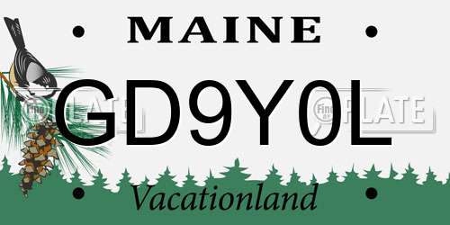 GD9Y0L Maine License Plate
