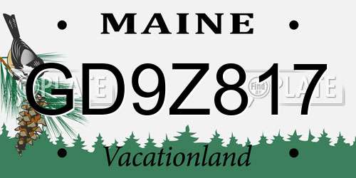 GD9Z817 Maine License Plate