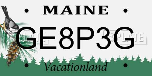 GE8P3G Maine License Plate
