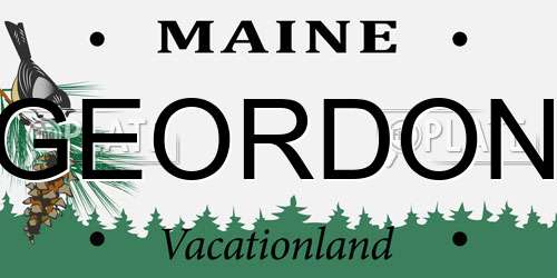 GEORDON Maine License Plate