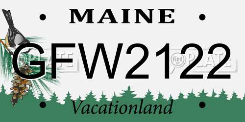 GFW2122 Maine License Plate